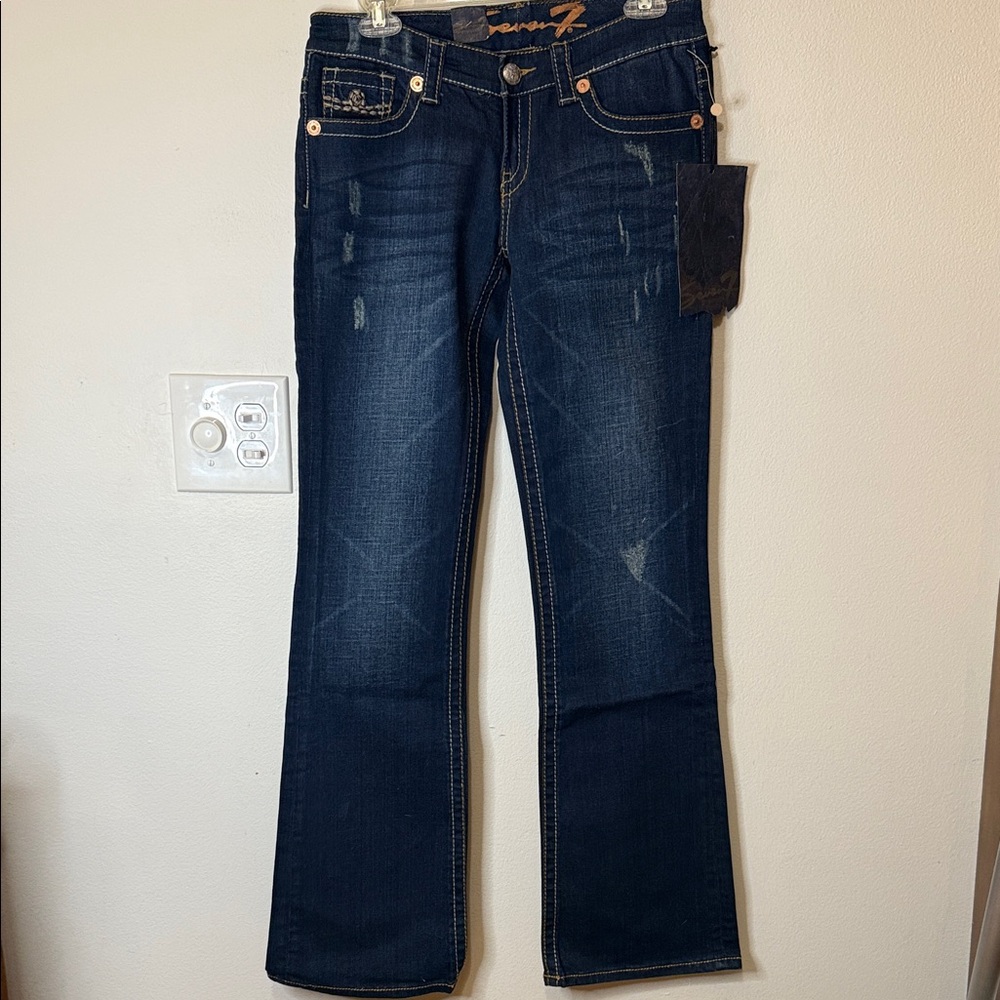 Seven7 Dark Blue Boot Cut Jeans‎